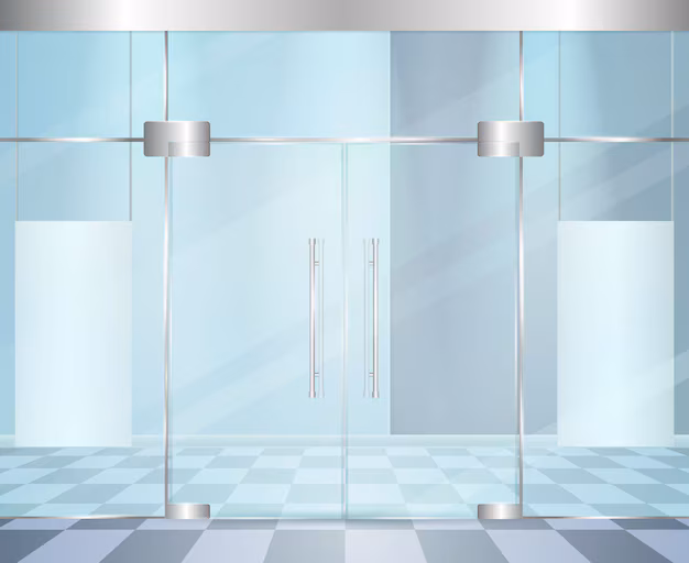 Office interior with glass partitions